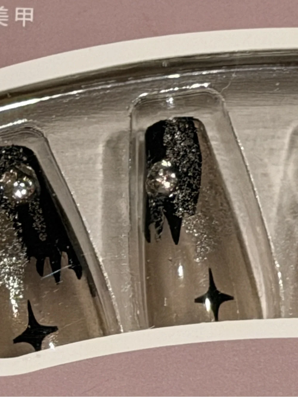 Black Bow Goth Press On Nails | Rhinestone French Tip Glam Nail Set